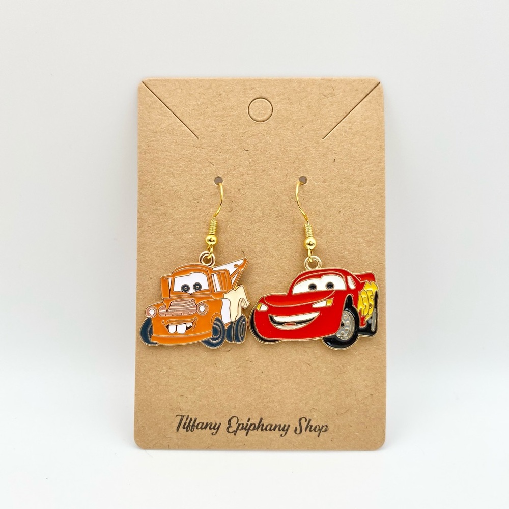 Pixar inspired Lightning McQueen and Mater earrings from Cars NWT - Picture 16 of 17